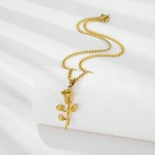 ZG YING ZHOU ZGYZ 女士优雅法式玫瑰、指南针、十字架和耶稣吊坠项链，18K镀金链，适合日常、度假、派对、婚礼、订婚、情人节、周年纪念日等场合佩戴 - 彩色 - 查看 4