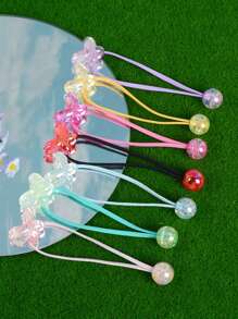 6/7/14pcs AB Color Beaded Double-Ended Hair Scrunchies, Y2K Fairy Punk Style Hair Accessories Set For Women/Women, Suitable For Casual Daily, Party, And Decorative Adornment Hair Ties Ponytail Holders Hair Elastics Hair Rope, Hair Bobbles Head Accessories