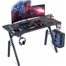 47 Inch Gaming Desk PC Carbon Fiber Desk Ultimate Gaming Console Workstation With Cup Holder And Headphone Hook - Red - View 7