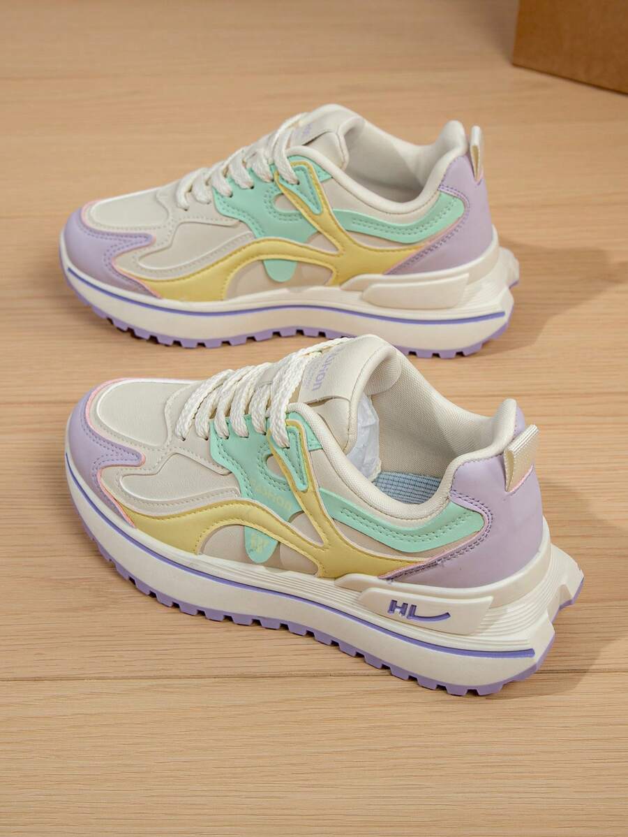 1 双女式休闲帆布运动鞋，时尚潮流轻便舒适学生一脚蹬白色鞋 - 紫色 - 查看 1