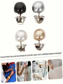 20pcs Seamless Button Faux Pearl Vintage Decor Covered Buttons, Brooch Pins For Shirt, Dress, Fashion Decoration Dress Accessories Pin For Clothes Bag Charm School Office Accessories Shirts Jacket Jewelry Christmas Halloween Clothes Pin Funny Cute Teacher Gifts Costume Accessories Bag Charms - Pearl 4 Colors - View 3
