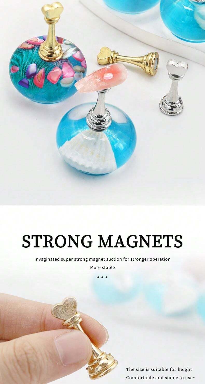 Resin Nail Art Practice Stand With Underwater Ice Crystal Shell Decal