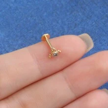 LABRET PIERCING SURGICAL STEEL PVD  ZIRCONIA 1.2X8 - 金色 - 查看 5