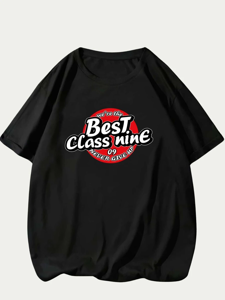 Best Class Nine T-Shirt Men's Cotton Shirt Premium Print Casual Streetwear - 黑色 - 查看 1