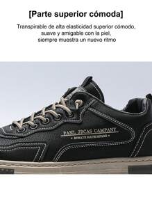 Los hombres de moda negro suela gruesa zapatillas de deporte casuales, punta redonda de malla transpirable de encaje hasta zapatillas de deporte para hombres con diseño de monograma de la calle de moda senderismo zapatos casuales para hombres