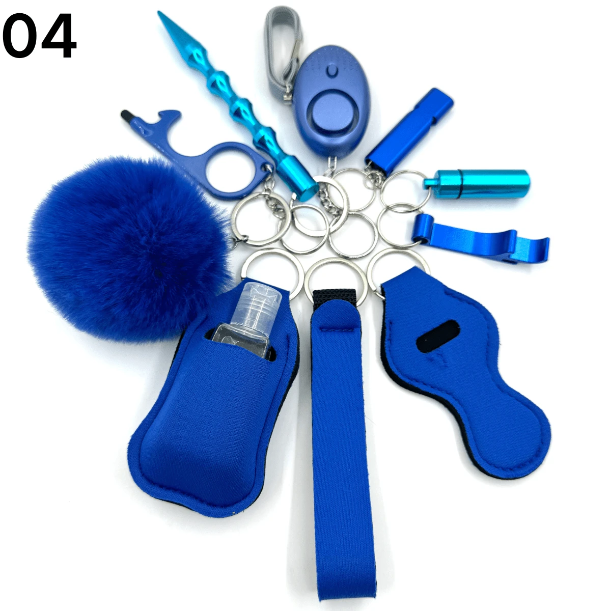 10Piece Women Self Defense Safety Keychain Set, Including Alarm