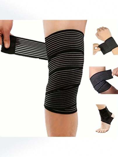 高弹性压缩绷带 - 透气尼龙运动机能胶带，用于支撑脚踝、手腕、膝盖、小腿和大腿 - 舒适贴合，多种尺寸可选，健身配件