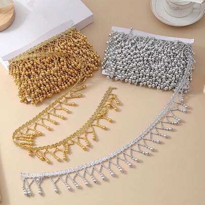 1/2Yards Bead Tassel Fringe Trim Jewelry Accessories Height 5cm Tassels Line Diamond Diy Stones Or Sequins For Clothes Silvery Pendant Decor Jewelry Parts