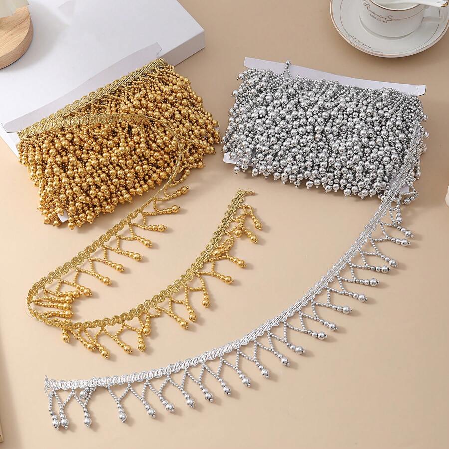 1/2Yards Bead Tassel Fringe Trim Jewelry Accessories Height 5cm Tassels Line Diamond Diy Stones Or Sequins For Clothes Silvery Pendant Decor Jewelry Parts - Multicolor - View 1