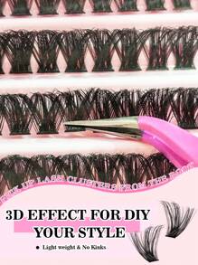 200片 80D D捲 8-16mm 個別睫毛簇 DIY 睫毛接種套組 自然濃密捲度 柔軟可重複使用假睫毛 附化妝工具 黏合密封膠水 鑷子 睫毛刷 用於居家日常、婚禮派對、旅行、萬聖節、音樂節 - 黑色 - 查看 4