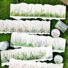 1 卷 2M 春季花卉/植物和纸胶带、创意艺术贴纸、DIY 装饰拼贴材料、节日礼物、个性化剪贴簿学校文具用品 - 墨綠色 - 查看 2