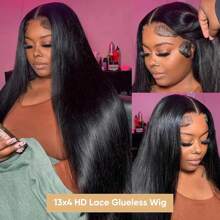 13x4 高清蕾丝前假发，100% 巴西原生发，预先拔毛，无胶蕾丝前假发，带婴儿发，180% 密度，直发