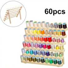 60 Spools Thread Rack Foldable Wooden Thread Holder Organizer For Sewing Embroidery Holder Rack Organizer - 1pcs - View 1