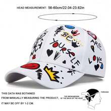 1Piece Men Smiling Face Graffiti Print Baseball Cap Outdoor Adjustable Sunscreen Leisure Hat Spring Autumn Travel Tourism Beach Vacation - trắng - Xem 4