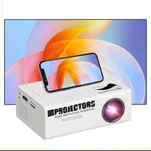 ZZPQVT Máy chiếu mini, hỗ trợ phát lại giải mã video 1080P, phiên bản màn hình kép 100 ANSI Lumens, rạp hát gia đình siêu nhỏ, nguồn điện cổ điển, xem phim cổ điển, hỗ trợ 20-80 inch, tương thích với USB/AV/TF/điện thoại thông minh, quà tặng ngày lễ - Phích cắm loại C của EU (220-240V) - Xem 2