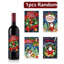 12pcs Christmas Party Red Wine Bottle Stickers, Christmas Decoration Wine Bottle StickersCup Decoration,Christmas Decoration, Party Decoration, Gift For Friends, Gift For Family, Christmas Party