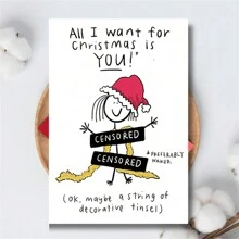 1 st festliga gratulationskort (julkort) – Rolig tecknad kvinna i tomtehatt, kort- och kuvertset, rolig stil – för julklapp till familj och vänner - 4# - Visa 5