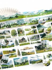 1pc 纸卷胶带 自由生活系列 美丽风景日记剪贴簿杂志装饰贴纸装饰手机杯 - 彩色 - 查看 1