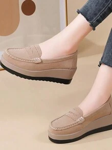 نساء كاجوال سميكة الأساس حذاء مسطح , حذاء موكاسين منصة , أحذية الأم, طراز جديد ربيع/خريف - كاكي - مشاهدة 2
