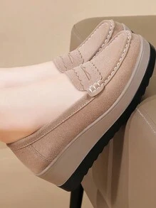 نساء كاجوال سميكة الأساس حذاء مسطح , حذاء موكاسين منصة , أحذية الأم, طراز جديد ربيع/خريف - كاكي - مشاهدة 5