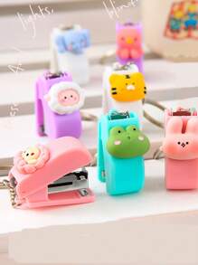 1pc Cute Cartoon Mini Stapler Portable Small Stapler With Keychain Student Office Prize Exquisite And Compact Back To School,Back To School,School Supplies