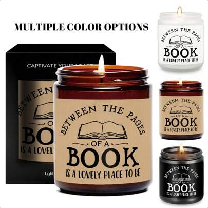 1Pc Scented Candle Lavender Soy Wax Gifts For Writers, Book Lovers Women Men, Bookish Items Reading Accessories Gifts For Readers, Book Themed Gifts For People Who Like To Read, Teacher Present, Funny Birthday Gifts For Bookworm, Librarian, Room Decor, Gifts Graduation