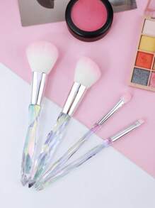 4-Piece Makeup Brush Set, Professional Foundation Blush Concealer Eye Shadow Kabuki Makeup Brush Set, Soft Vegetarian Synthetic Bristles, Suitable For All Skin Makeup Tools. - Multicolor - View 8