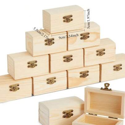 2pcs/4pcs Handcrafted Painted Pine Wood Jewelry Box, Rectangular Small Wood Box For Jewelry Storage, Bedroom, Living Room, Desktop Display, Gift Back To School