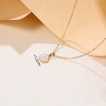 1 chiếc vòng cổ mặt tròn bằng hợp kim 26 chữ cái tiếng Anh, vòng cổ cao cấp tối giản và thời trang, phù hợp cho nam giới đeo hàng ngày, quà tặng - màu đen - Xem 5