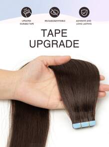 20pcs Tape-In Hair Extensions, Human Hair, #2 Dark Brown, 14-22 Inches, 100% Human Hair, Invisible Tape-In Hair Extensions - S2 - View 5