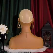 Cabeza de maniquí femenina realista con hombros, soporte para peluca, para exhibición de pelucas, sombreros y joyería - Marrón - Ver 3