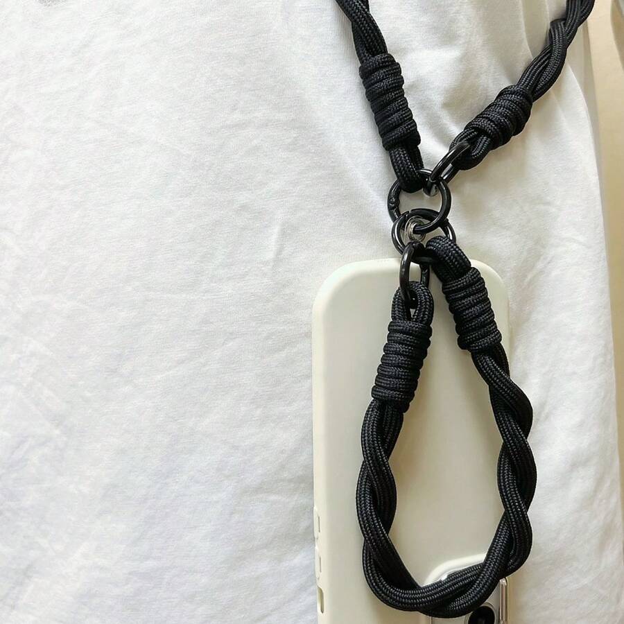 2 件黑色短颈带和长颈带挂绳，耐用编织手机绳，适合户外运动，适合送给母亲、家人、朋友、生日、节日的男女通用礼物，手机挂饰，手机链