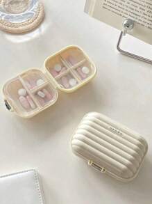 1 件便携式药盒，适用于旅行防潮药丸整理器，可重复使用药盒，适用于男女药品计划器，每日口袋药盒，用于容纳维生素药物和补充剂，家庭旅行必备配件，适用于户外办公室，返校旅行配件，旅行户外装备 - 米色 - 查看 5