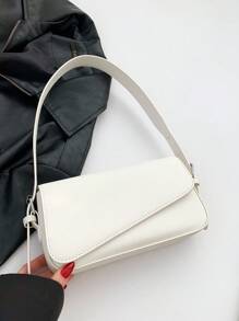 新款 PU 皮革多功能翻盖单肩包，简约风格女包，商务休闲女包，非常适合办公室、商务和工作，商务休闲女包非常适合办公室、商务和工作 - 白色 - 查看 9