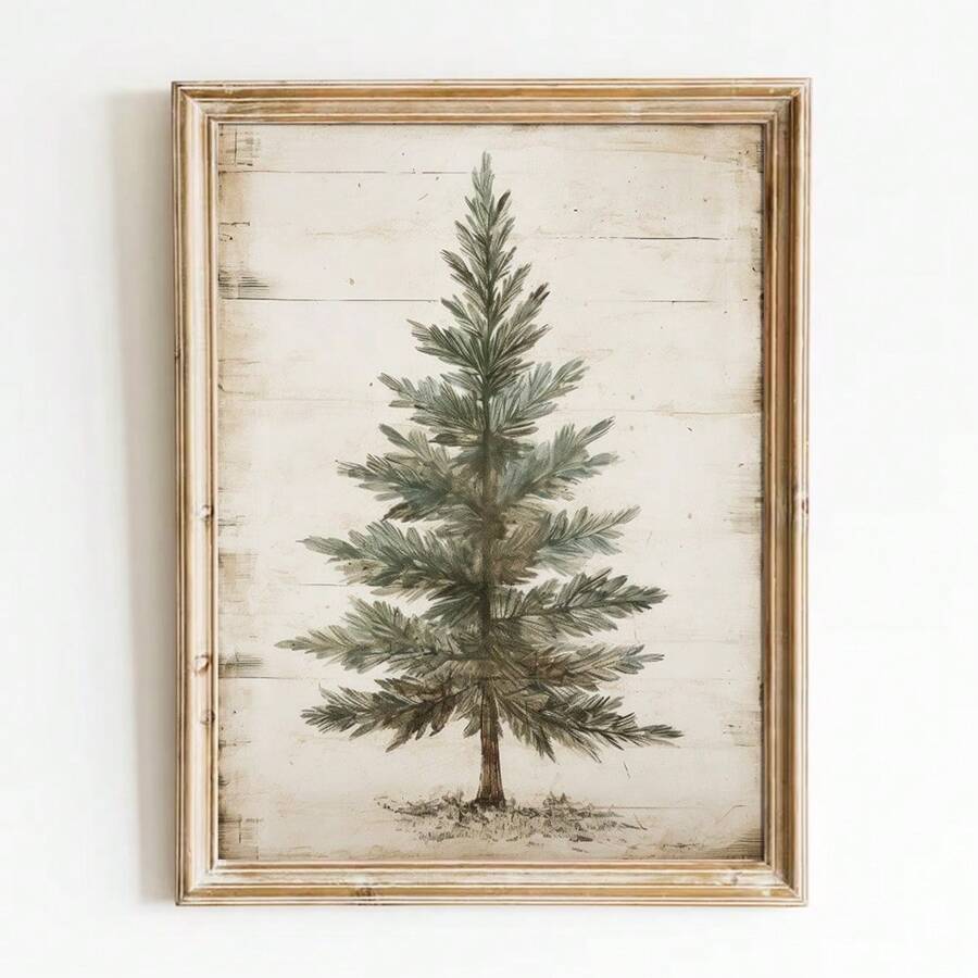 1pc Framed/Unframed Fir Tree Christmas Retro Art Poster Vintage Rustic Xmas Spruce Tree Painting Canvas Print Farmhouse Maximalist Wall Picture For Dorm,Living Room,Bedroom,Apartment,Modern Home Decoration Christmas Decoration XMAS Decor Christmas Tree Gift Decor Thanksgiving Wedding Home Decor Home Decor Fall Decor Autumn Decor Birthday Decorations For Gifts Party Supplies Indoor Holiday Festival Decor Halloween Decor Wall Decor Halloween Ornaments - Multicolor - View 1