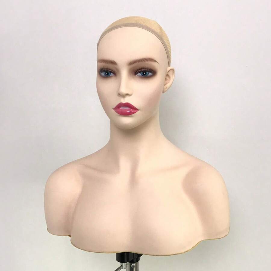 JINGFA Wig Head Mannequin Head With Shoulders Manikin Head Bust Dolls For Wigs,Makeup,Beauty Accessories Displaying - 紅白色 - 查看 1