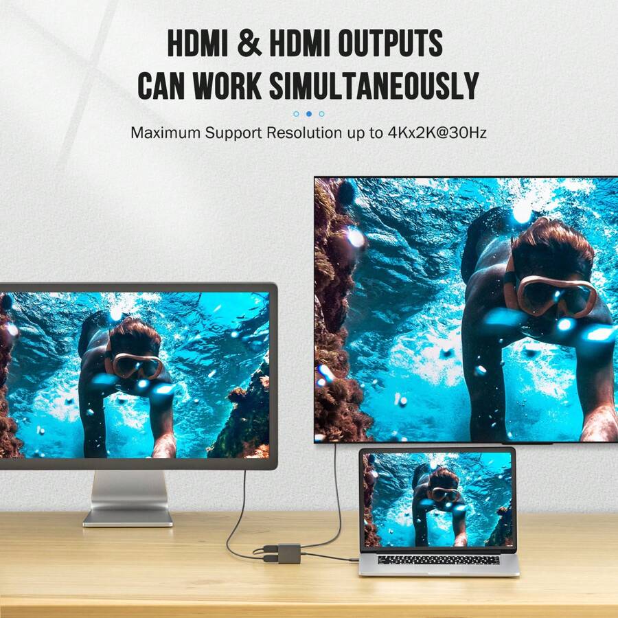 lemorele Lemorele USB C To HDMI Adapter Plug And Play 4K 60HZ Dual