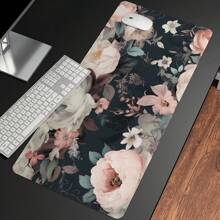 1pc Flowers Gaming Mouse Pad Large Mouse Pad For Keyboard And Mousepad Desk Mat With 2mm Non-Slip Base And Stitched Edge For Gaming And Office Computer Mat Protector Mat