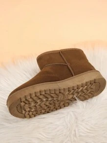 Women Mini Ankle Snow Boots With Fluffy Lining, Fluffy Comfortable Thick Sole With Memory Foam Insole, Suitable For Indoor & Outdoor Winter - Khaki - View 4