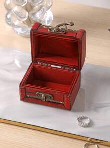 1 件复古木制欧式图腾图案收纳盒珠宝盒配件包装盒返校 - 彩色 - 查看 8