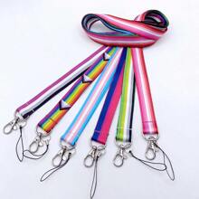 1 件 LGBT 彩虹色简约手机挂绳，配有各种涤纶编织带，适用于身份证/相机/钥匙扣配件、学校用品、返校 - 均碼 - 查看 11