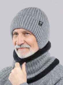 1-2 chiếc mũ len bảo vệ tai lót nhiệt cho người trung niên và người cao tuổi, màu trơn, thường ngày, pha acrylic, mùa đông - Nhiều màu - Xem 3