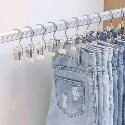 30pcs Stainless Steel Clothes Clips, Portable Hanging Clips, Wardrobe Storage, Clothes Rack Decor, Halloween Decoration, Portable Hanging Clips For Clothes, Socks, Pants Storage & Organization, Autumn & Holiday Decor