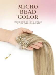 Natural Black Straight Human Hair Extensions, Invisible Micro Bead Thickened Micro Loop Hair Extensions - S18/613 - View 7