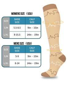 6 pares de calcetines de compresión para mujer, con patrones lindos, calcetines deportivos de tubo alto transpirables y atléticos, calcetines de compresión para mujer adecuados para correr, ciclismo, senderismo, viajes, para el gimnasio, otoño