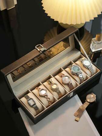 1pc Multi-Function Watch Case For Men & Women, Suitable For Storing Mechanical Watch, Quartz Watch, Children's Watch; Also Can Be Used As A Dust-Proof Jewelry And Eyeglasses Organizer