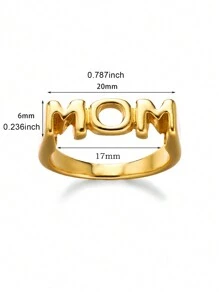 1 件个性化妈妈爸爸 SIS 字母戒指尺寸 6 7 8 金色家庭戒指母亲节、父亲节、感恩节礼物 - 金黃色 - 查看 16