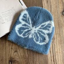 1 件动物派对休闲可爱拼布长绒毛提花针织帽，温暖舒适的亚克力无檐小帽，适合圣诞节和所有季节，户外运动时尚秋季服装 - 彩色 - 查看 8