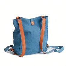 Women Canvas Handbag Casual Shoulder Bag Rucksack Convertible Backpack Tote Bag - Black - View 8