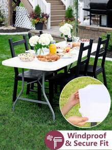 1 pieza Mantel de tela elástica blanco de spándex, cubierta ajustada para mesa, mantel de tela elástica lavable para decoración de mesa en cumpleaños, bodas, hoteles, fiestas, eventos, picnics, campamentos, interior y exterior - Blanco - Ver 1